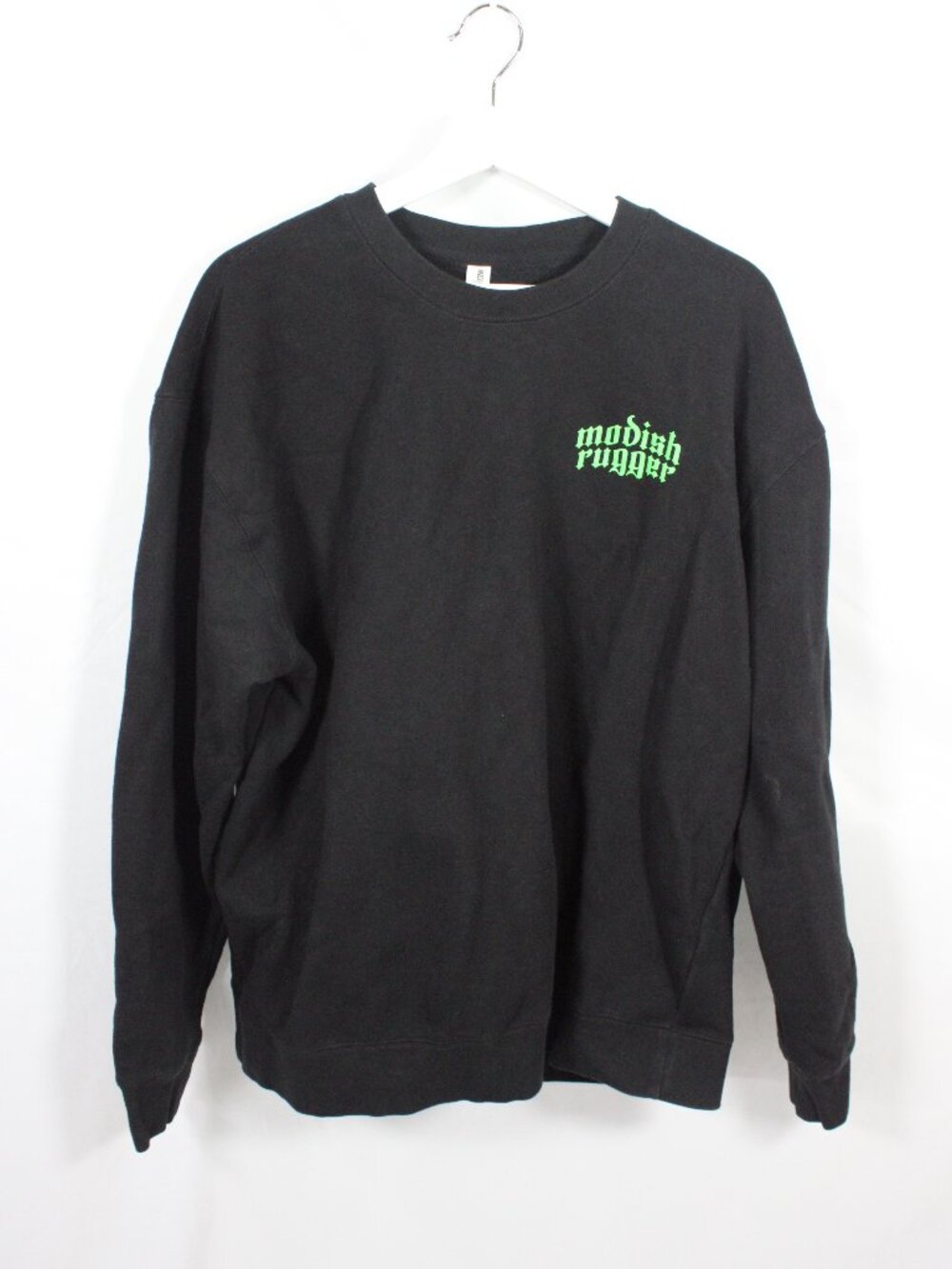Modish Rugger Pullover Sweatshirt Black Play Rugby Witch Graphic on Back Size XL
